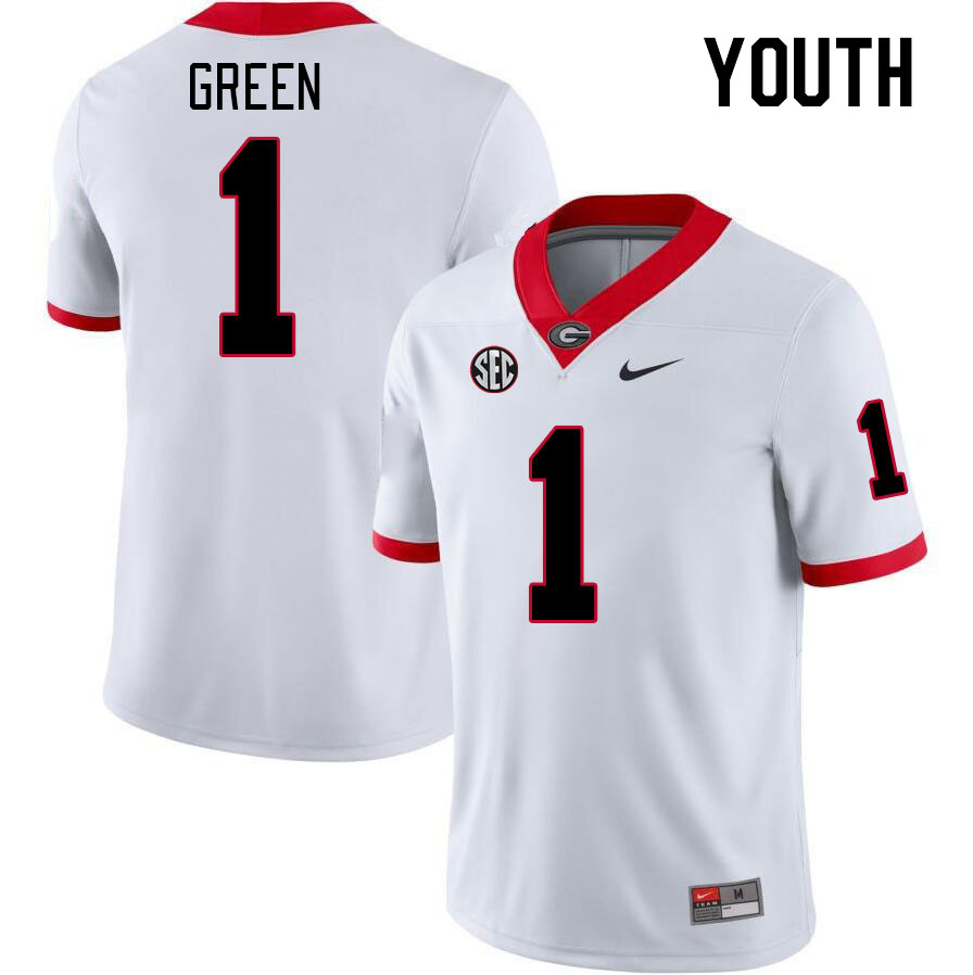 Youth #1 Nyland Green Georgia Bulldogs College Football Jerseys Stitched-White - Click Image to Close